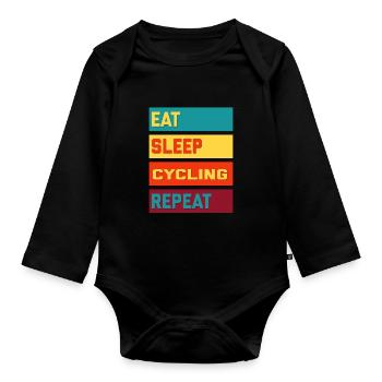 Eat Sleep Cycling Repeat Vintage Edition - Body Bébé bio manches longues - noir - Devant