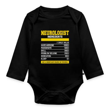 Awesome Neurologist Ingredients Tee Shirt - Organic Longsleeve Baby Bodysuit - black - Front