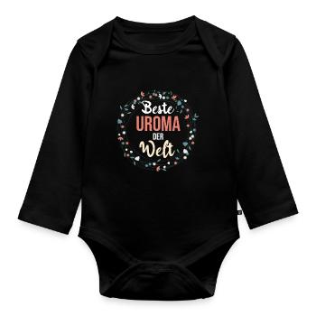 Beste Uroma - Baby Bio-Langarm-Body - Schwarz - Vorne