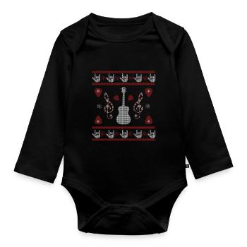 Gitarrist Ugly Christmas Rock & Roll Gitarren Xmas - Baby Bio-Langarm-Body - Schwarz - Vorne