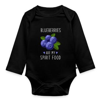 Blaubeeren Spirit Essen - Baby Bio-Langarm-Body - Schwarz - Vorne