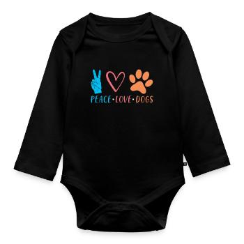 Chiens Disant Paix Amour Chiens - Body Bébé bio manches longues - noir - Devant