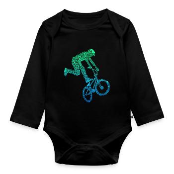 BMX Stunt Dirt Bike Freestyle Rider - Organic Longsleeve Baby Bodysuit - black - Front