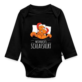 Schlafshirt Eichhörnchen Weihnachten - Baby Bio-Langarm-Body - Schwarz - Vorne