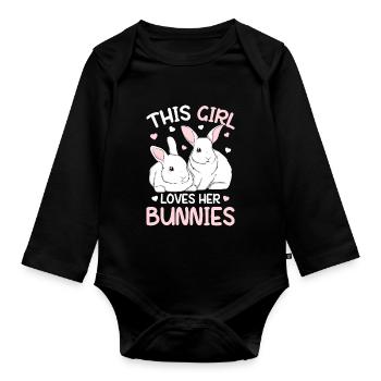 Rabbit Girl Rabbit Gift - Organic Longsleeve Baby Bodysuit - black - Front