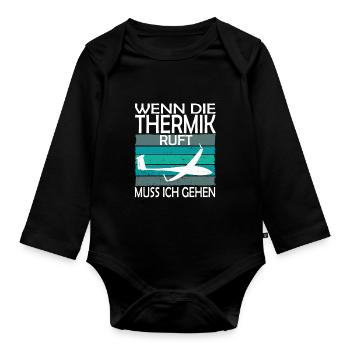 Segelfliegen und Segelflieger - Baby Bio-Langarm-Body - Schwarz - Vorne