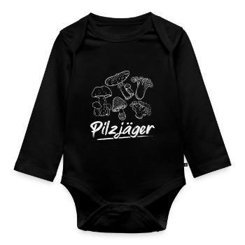 PILZJÄGER Pilze Sammeln Pilzsammler Pilzsaison Pil - Baby Bio-Langarm-Body - Schwarz - Vorne