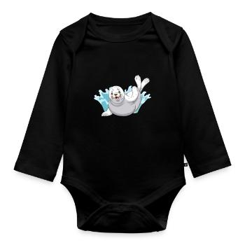 Seals Sweet Seal Sea Lion Seal - Organic Longsleeve Baby Bodysuit - black - Front