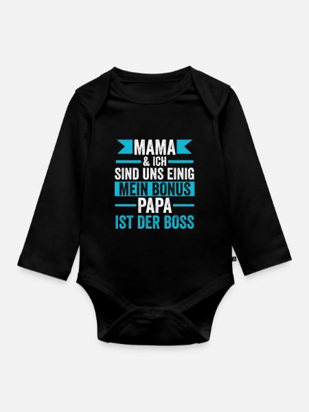 Bonuspapa ist der Boss - Baby Bio-Langarm-Body - Schwarz