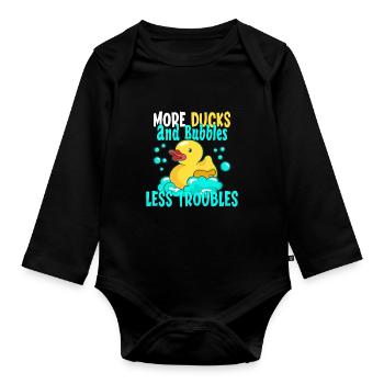 Rubber Duck Ducks Bubbles Duck lover Cute Duck - Baby Bio-Langarm-Body - Schwarz - Vorne