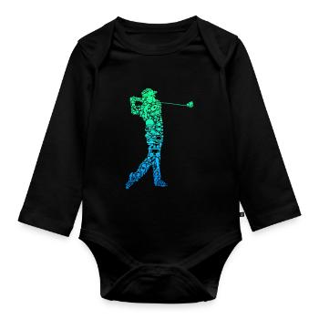 Golf Golfer Golfspieler Männer - Baby Bio-Langarm-Body - Schwarz - Vorne