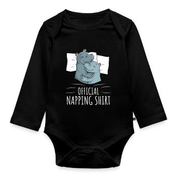 Hippo Sleeping Shirt Hippo Cadeau - Body Bébé bio manches longues - noir - Devant
