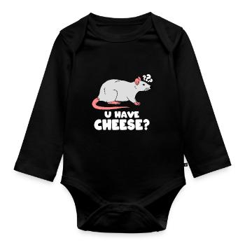 Sweet Rat Rat Cheese - Organic Longsleeve Baby Bodysuit - black - Front