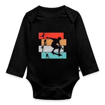 Skater Skateboard Skateboarder - Organic Longsleeve Baby Bodysuit - black - Front