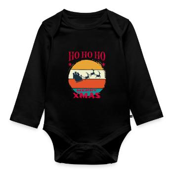 Frohe Weihnachten Rentier Retro Geschenk - Baby Bio-Langarm-Body - Schwarz - Vorne