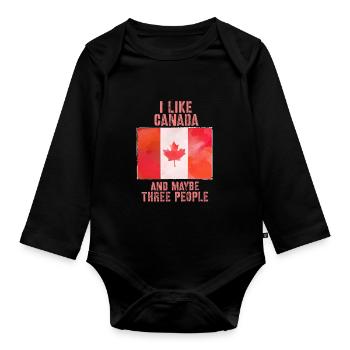 Canada - Body Bébé bio manches longues - noir - Devant