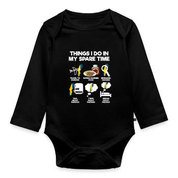 Suède - Body Bébé bio manches longues - noir - Devant