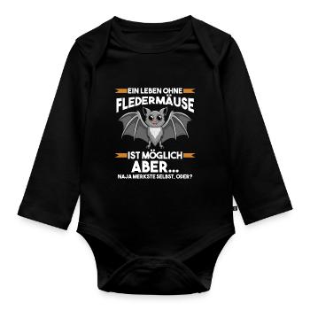 Fledermaus - Baby Bio-Langarm-Body - Schwarz - Vorne