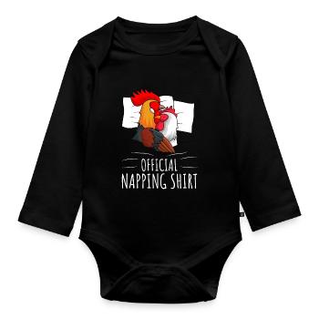 Hühner Schlafshirt Huhn Geschenk - Baby Bio-Langarm-Body - Schwarz - Vorne