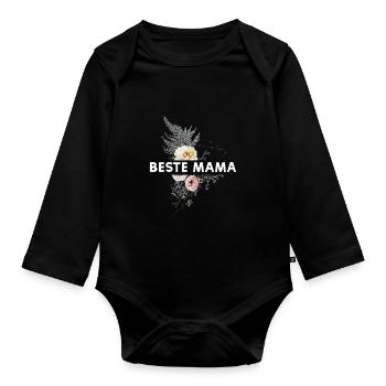 Beste Mama - Baby Bio-Langarm-Body - Schwarz - Vorne