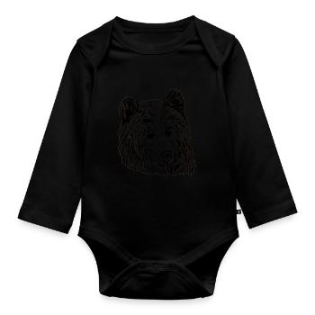 Bears animal motif animal face - Organic Longsleeve Baby Bodysuit - black - Front