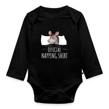 Donkey Sleeping Shirt Gift - Organic Longsleeve Baby Bodysuit - black - Front