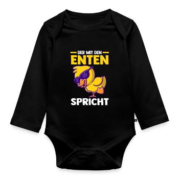 Der mit den Enten spricht - Baby Bio-Langarm-Body - Schwarz - Vorne