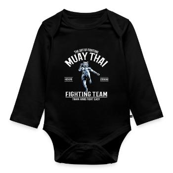 Muay Thai Tiger Fighter - Thai Boxing Fighting - Baby Bio-Langarm-Body - Schwarz - Vorne