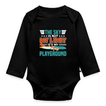 SKY IS NOT MY LIMIT IT'S MY PLAYGROUND Gifts - Organic Longsleeve Baby Bodysuit - black - Front