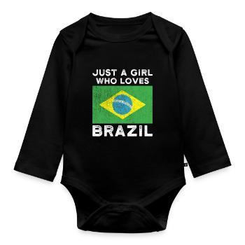 Juste une fille qui aime le Brésil - Body Bébé bio manches longues - noir - Devant