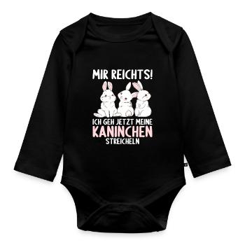 Hase Mir reichts ich geh Kaninchen streicheln - Baby Bio-Langarm-Body - Schwarz - Vorne