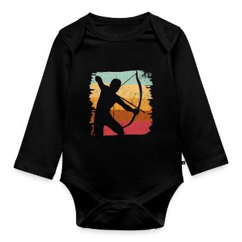 Bogenschütze Bogenschießen Bogensport - Baby Bio-Langarm-Body - Schwarz - Vorne