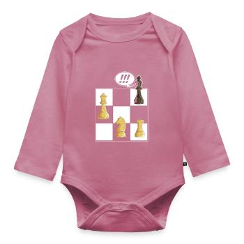 Schach Schachbrett Schachmatt Schachfiguren König - Baby Bio-Langarm-Body - Mauve - Vorne