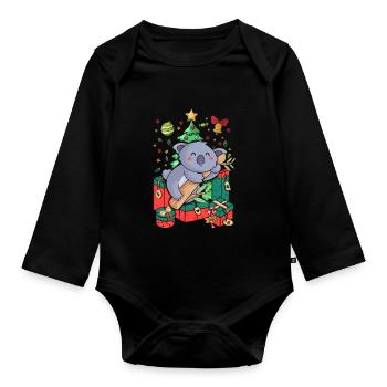 Ugly Christmas Sweater Koala - Organic Longsleeve Baby Bodysuit - black - Front