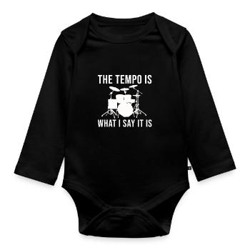 Batterie Le tempo est ce que je dis c’est batteur - Body Bébé bio manches longues - noir - Devant