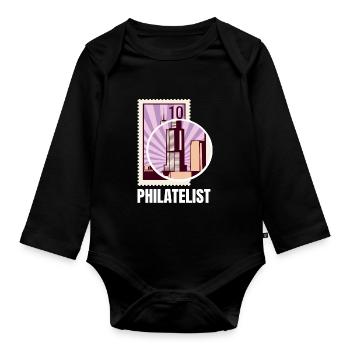 Philatelist Stamp Collection - Organic Longsleeve Baby Bodysuit - black - Front