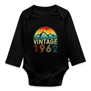 Vintage 1962 Born in 1962 60th Birthday Funny Clas - Organic Longsleeve Baby Bodysuit - black - Front