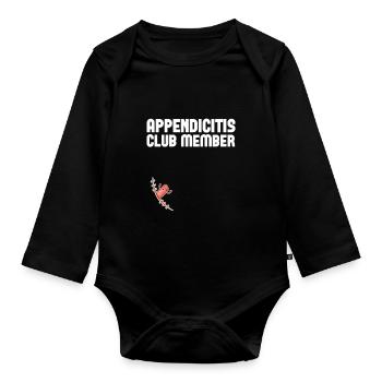 Appendicitis Club Member Funny Appendix Surgery - Organic Longsleeve Baby Bodysuit - black - Front