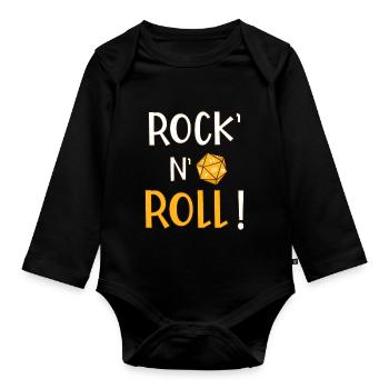 Rock'n'Roll! Humor Rollenspiel Musik d20 - Baby Bio-Langarm-Body - Schwarz - Vorne