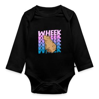 Wheek Cochon d’Inde Cadeau Cochon d’Inde Rongeur - Body Bébé bio manches longues - noir - Devant