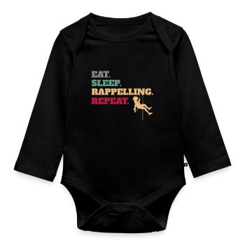 Manger dormir En rappel Répéter - Body Bébé bio manches longues - noir - Devant
