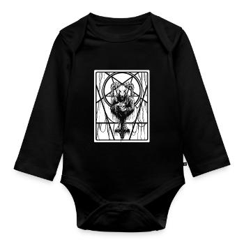 Satanic Okkult Dark Art Evil 666 Pentagram - Baby Bio-Langarm-Body - Schwarz - Vorne