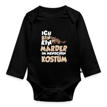 Marder Menschen Kostüm - Baby Bio-Langarm-Body - Schwarz - Vorne