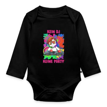 Kein DJ Keine Party - Einhorn Party DJ - Baby Bio-Langarm-Body - Schwarz - Vorne