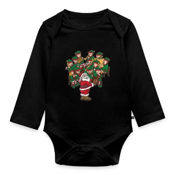 Père Noël Chef d’orchestre de Noël - Body Bébé bio manches longues - noir - Devant