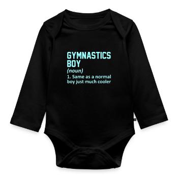 Gymnastics Boy Definition Gymnast Gymnastic Lover - Organic Longsleeve Baby Bodysuit - black - Front