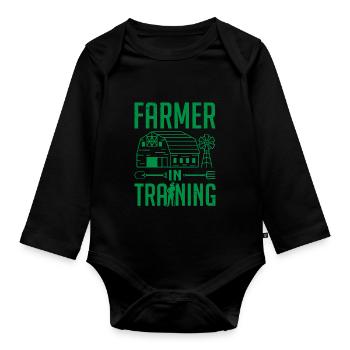 Farmer In Training Farming - Organic Longsleeve Baby Bodysuit - black - Front