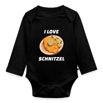 I Love Schnitzel Wiener Schnitzel - Organic Longsleeve Baby Bodysuit - black - Front
