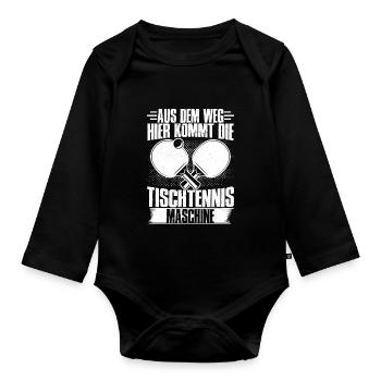 Tischtennis Maschine Tischtennisspieler Geschenk - Baby Bio-Langarm-Body - Schwarz - Vorne