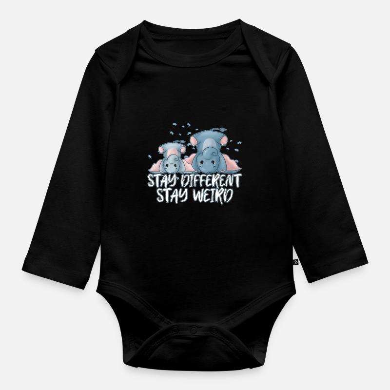 Elefant - Baby Bio-Langarm-Body - Schwarz